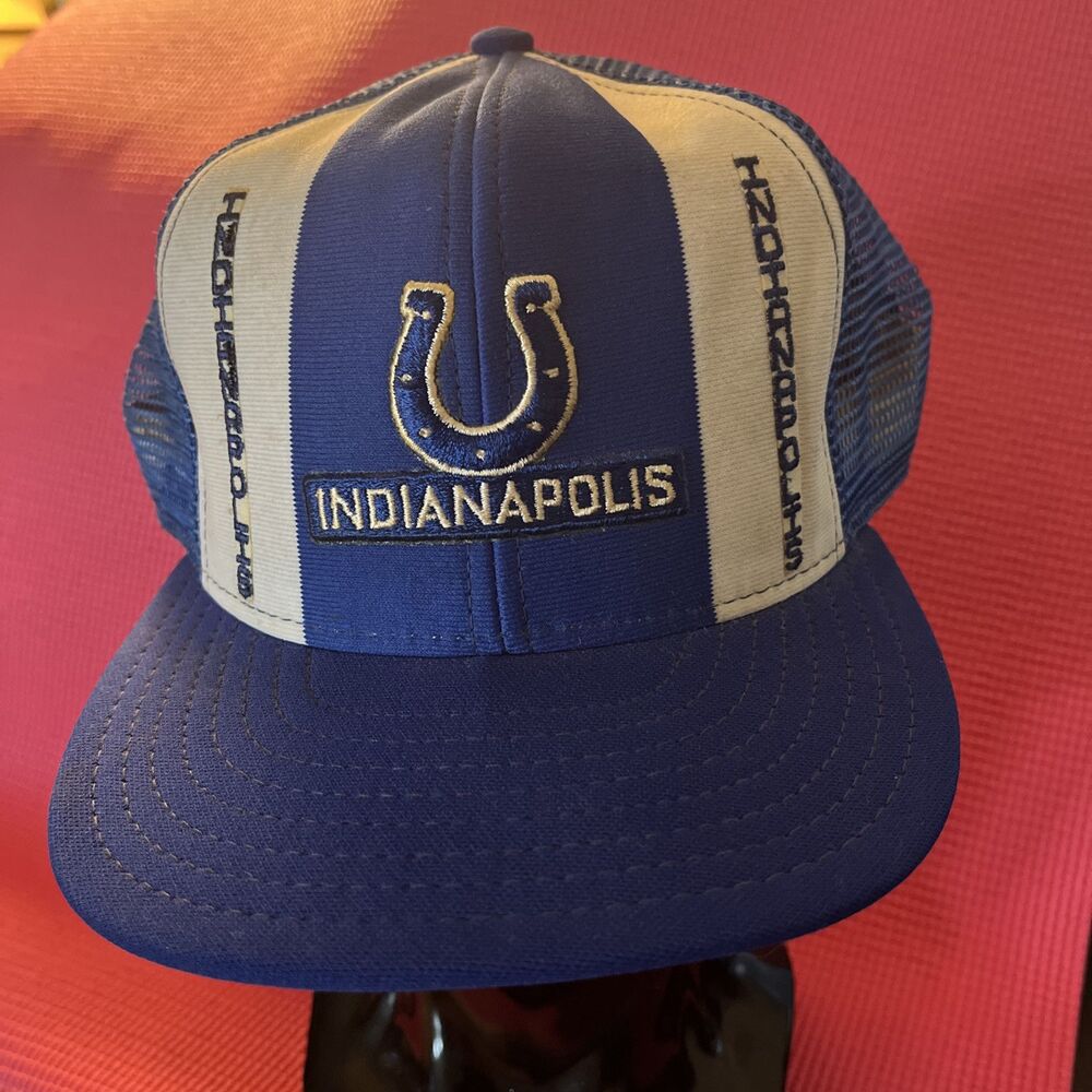 Vintage Indianapolis Colts Lucky Stripes AJD Mesh Snapback Hat Trucker Cap NFL